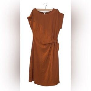 See You Monday Brown Ruched One Shoulder Cocktail Dress